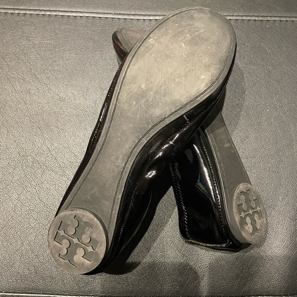 Tory Burch Glossy Shiny Ballerinas Flats Leather Slip on Round toe Rubber sole - Picture 10 of 12